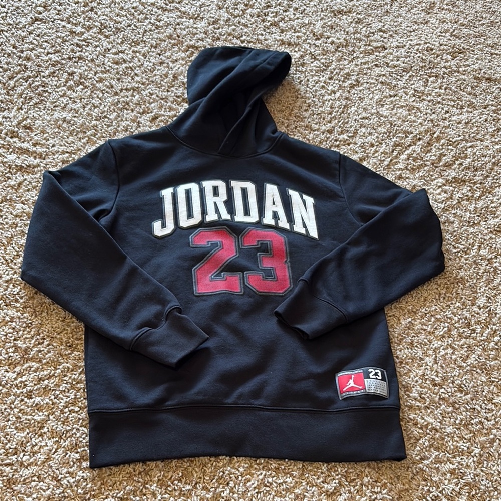 Jordan Black Hoodie with Red and White Accents